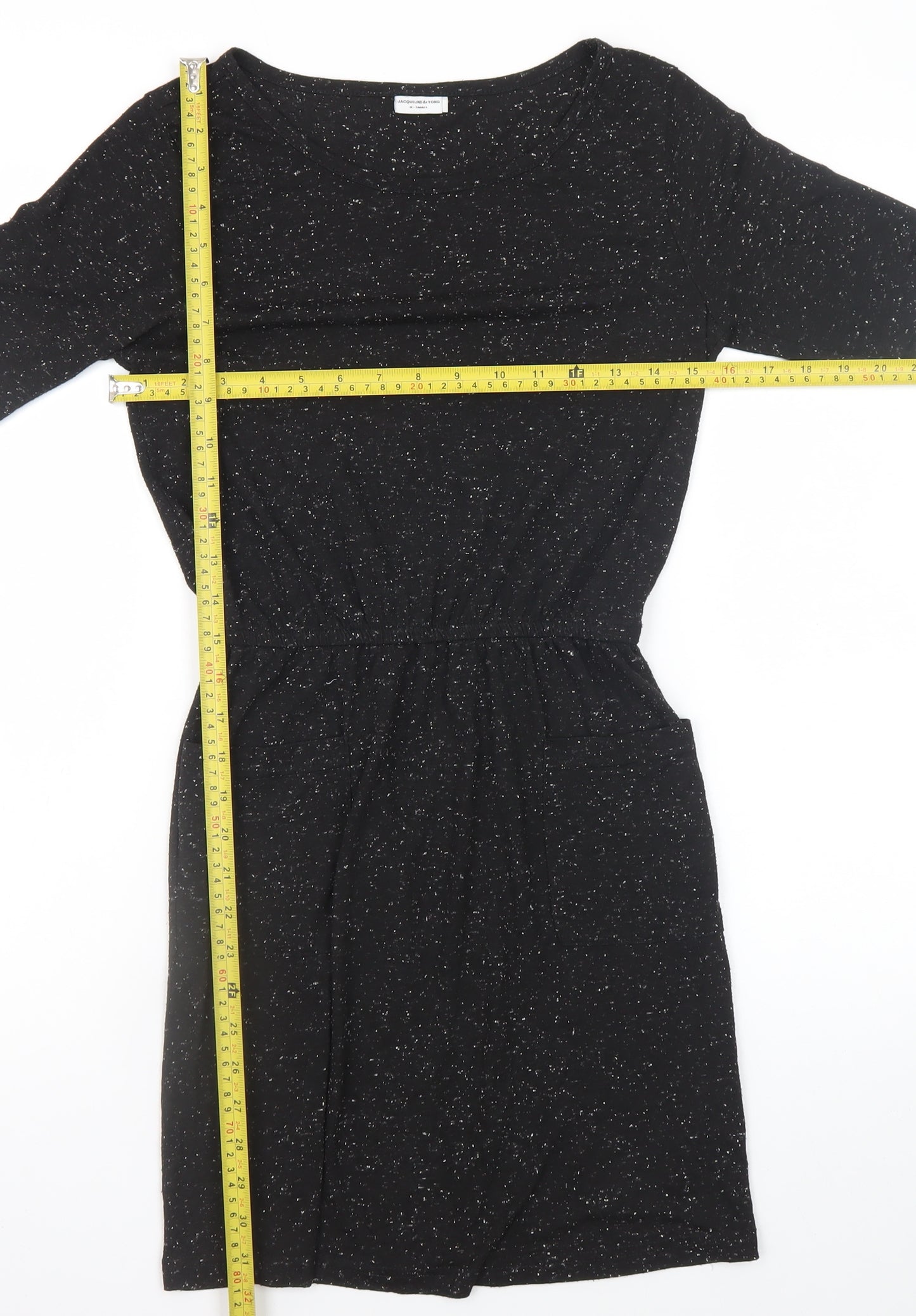 Jacqueline de Yong Womens Black XS Knee Length Shift Dress