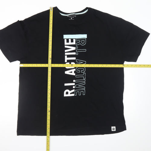 River Island Men’s Black R.I Active Cotton Graphic Crew Neck T-Shirt Size L