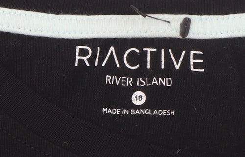 River Island Men’s Black R.I Active Cotton Graphic Crew Neck T-Shirt Size L