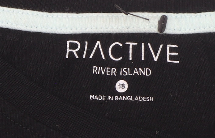 River Island Men’s Black R.I Active Cotton Graphic Crew Neck T-Shirt Size L