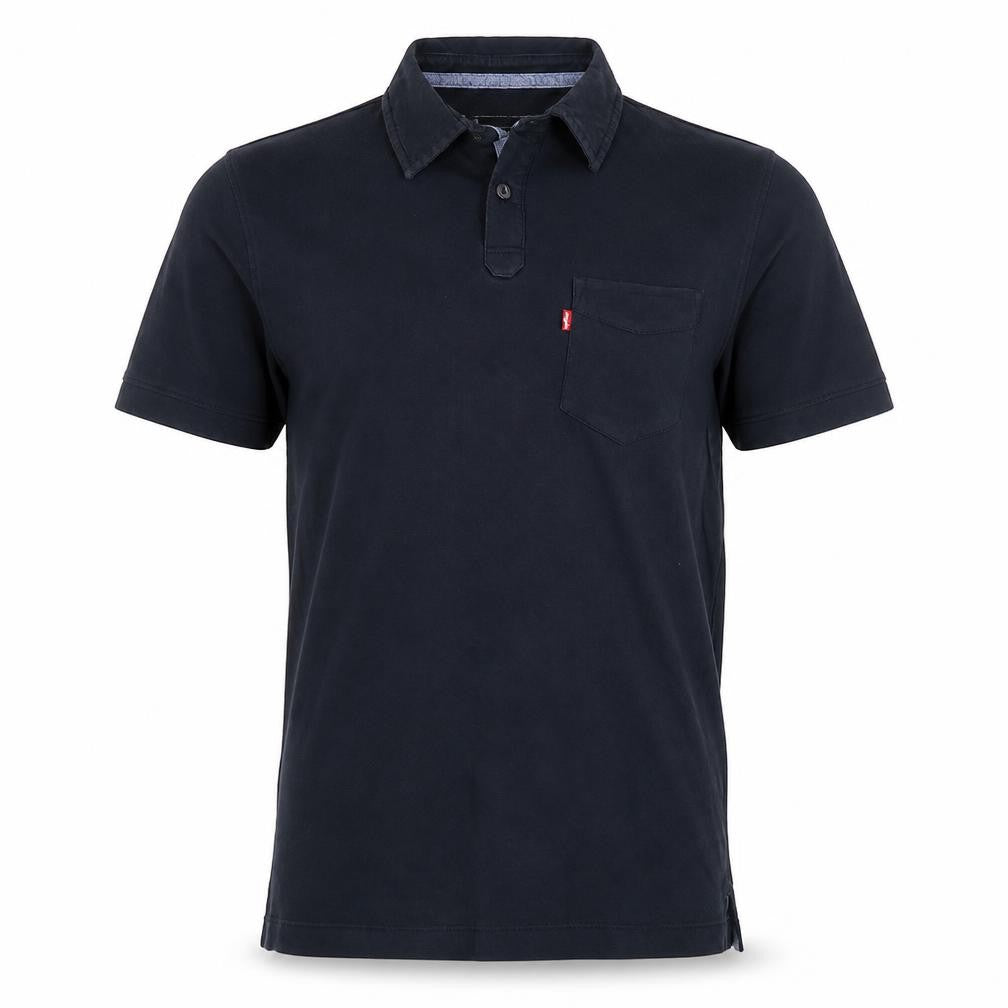 Front view of Levi's Men's Black Short Sleeve Cotton Polo Shirt, size S