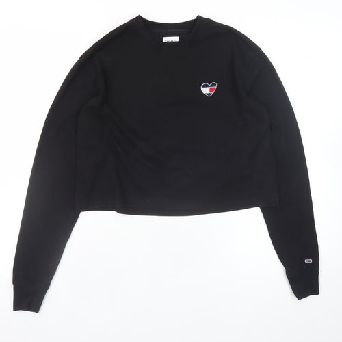 Tommy Jeans Womens Black XS Cropped Long Sleeve T-Shirt