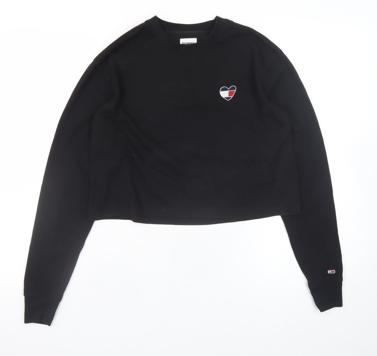 Tommy Jeans Womens Black XS Cropped Long Sleeve T-Shirt