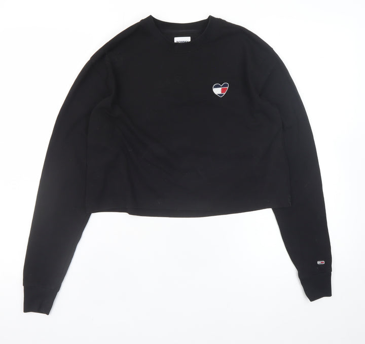 Tommy Jeans Womens Black XS Cropped Long Sleeve T-Shirt
