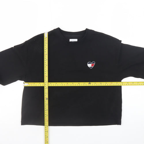 Tommy Jeans Womens Black XS Cropped Long Sleeve T-Shirt