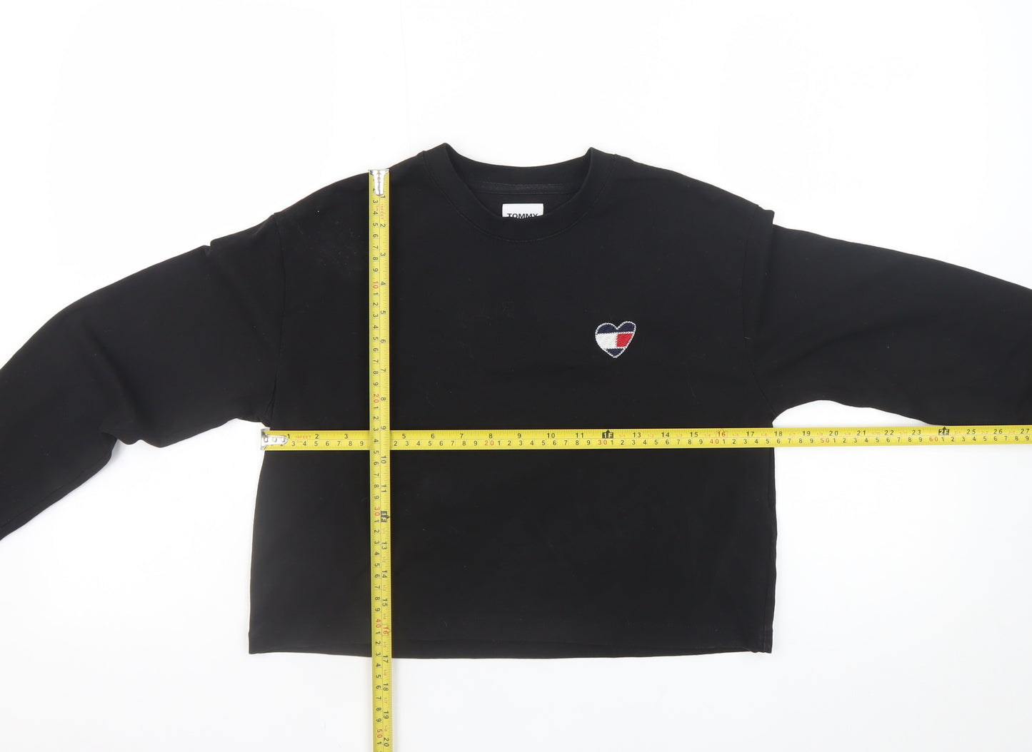 Tommy Jeans Womens Black XS Cropped Long Sleeve T-Shirt