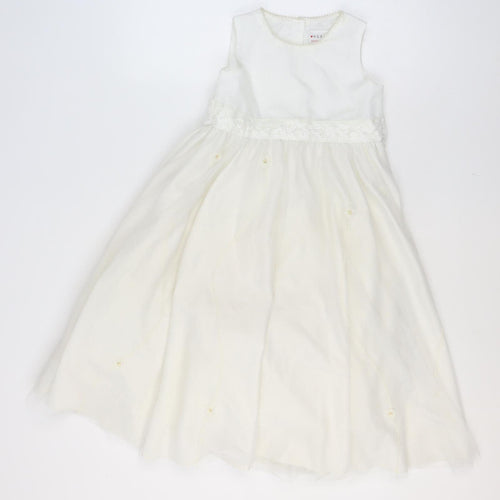 Next Girls Ivory A-Line Sleeveless Beaded Long Dress 7 Years