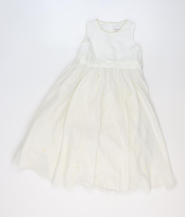 Next Girls Ivory A-Line Sleeveless Beaded Long Dress 7 Years