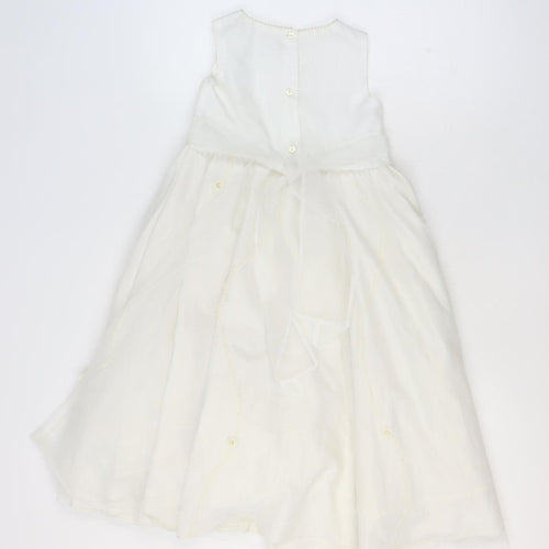 Next Girls Ivory A-Line Sleeveless Beaded Long Dress 7 Years