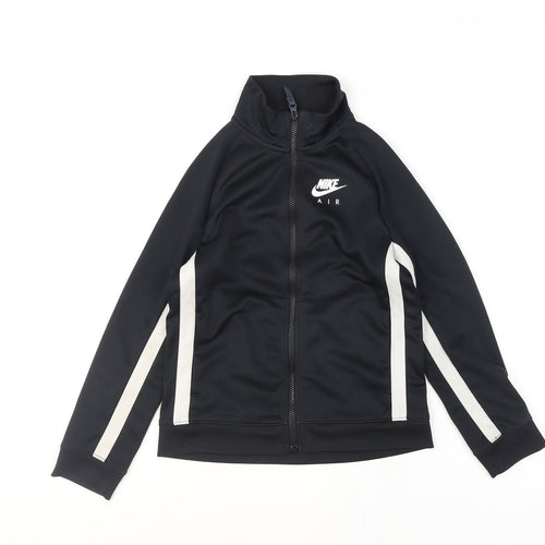 Nike Girls Black Track Jacket 11-12 Years Full Zip Polyester Athletic Style