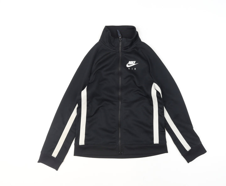 Nike Girls Black Track Jacket 11-12 Years Full Zip Polyester Athletic Style