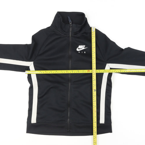 Nike Girls Black Track Jacket 11-12 Years Full Zip Polyester Athletic Style