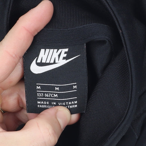 Nike Girls Black Track Jacket 11-12 Years Full Zip Polyester Athletic Style