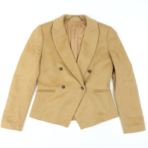 Hobbs Women Beige Wool Double-Breasted Blazer Jacket UK 10