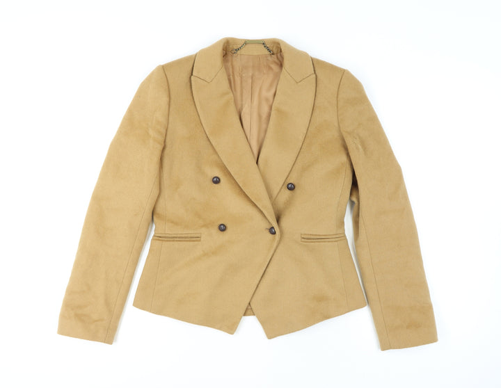 Hobbs Women Beige Wool Double-Breasted Blazer Jacket UK 10