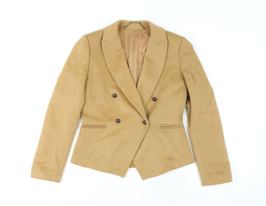 Hobbs Women Beige Wool Double-Breasted Blazer Jacket UK 10