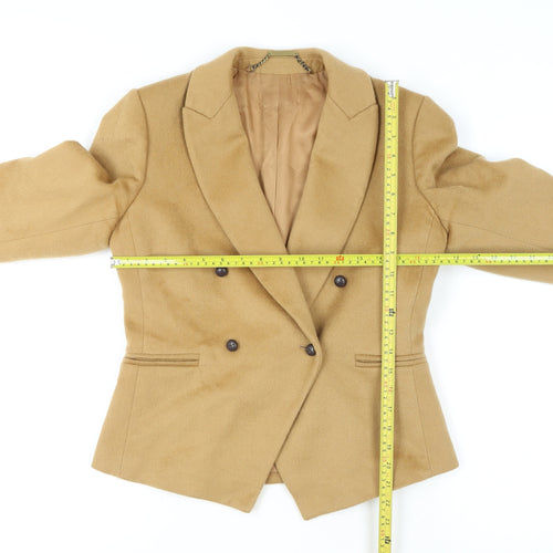 Hobbs Women Beige Wool Double-Breasted Blazer Jacket UK 10