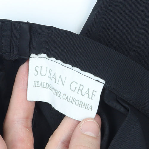 Susan Graf Women's Black Tapered Polyester Trousers Size 16