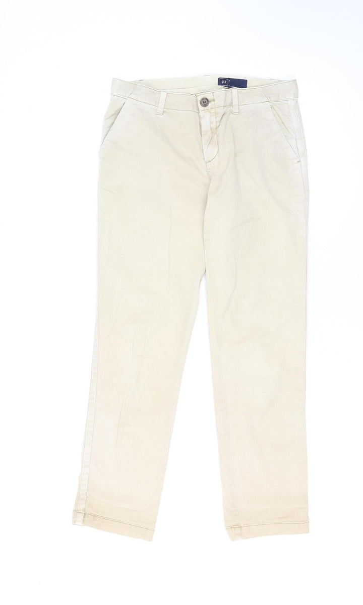 GAP Women Beige Chino Trousers Size 4 Regular Cotton Stretch