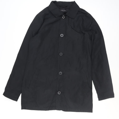 French Connection Men's Black Mid-Length Button Overcoat Size M