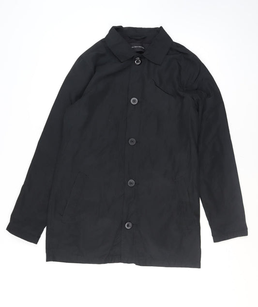 French Connection Men's Black Mid-Length Button Overcoat Size M