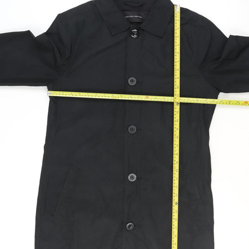 French Connection Men's Black Mid-Length Button Overcoat Size M