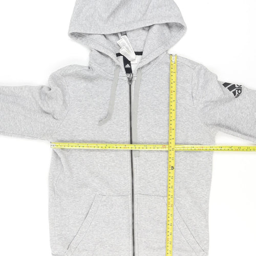 Adidas Women's Grey Full Zip Hoodie Size M Cotton Blend