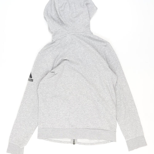 Adidas Women's Grey Full Zip Hoodie Size M Cotton Blend