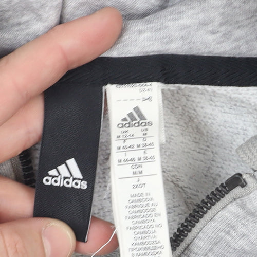 Adidas Women's Grey Full Zip Hoodie Size M Cotton Blend