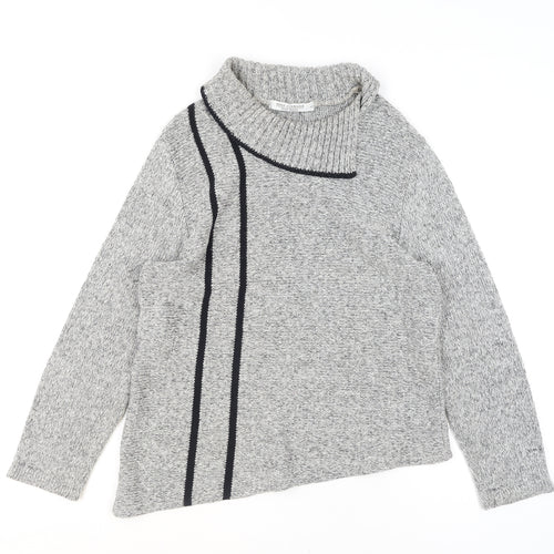 Anne Cramond Womens Grey Cowl Neck Chunky Knit Jumper Size L