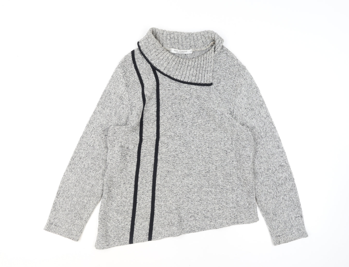 Anne Cramond Womens Grey Cowl Neck Chunky Knit Jumper Size L