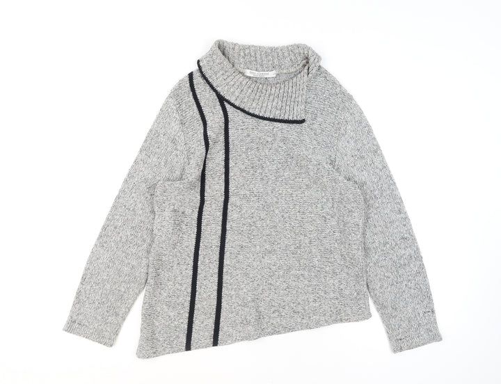 Anne Cramond Womens Grey Cowl Neck Chunky Knit Jumper Size L