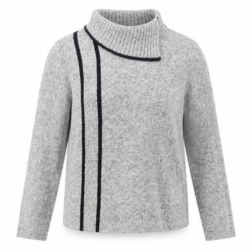 Anne Cramond Womens Grey Cowl Neck Chunky Knit Jumper Size L