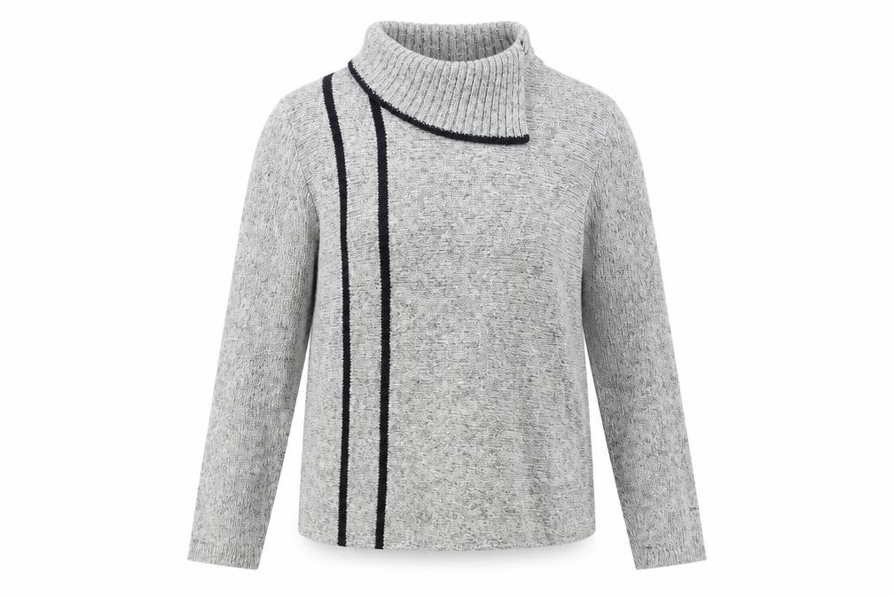 Anne Cramond Womens Grey Cowl Neck Chunky Knit Jumper Size L