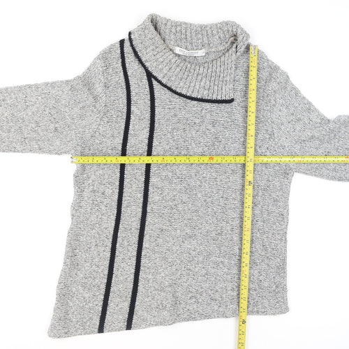 Anne Cramond Womens Grey Cowl Neck Chunky Knit Jumper Size L