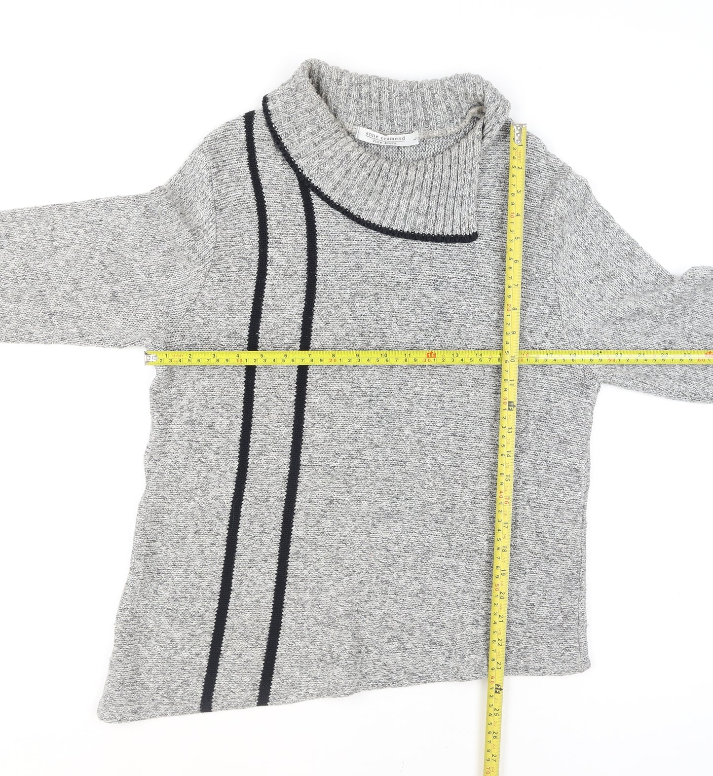 Anne Cramond Womens Grey Cowl Neck Chunky Knit Jumper Size L