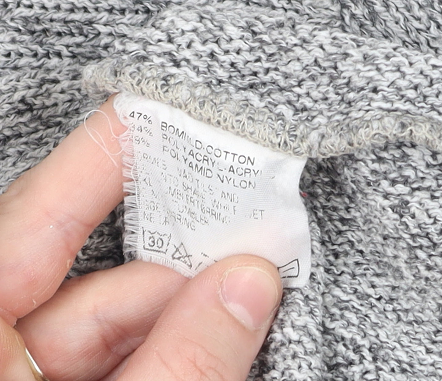 Anne Cramond Womens Grey Cowl Neck Chunky Knit Jumper Size L