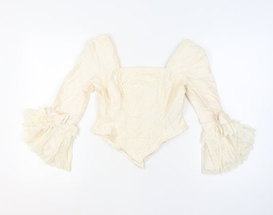 Marguerite for Alan Hannah Ivory Silk Lace Victorian Style Blouse Size 10