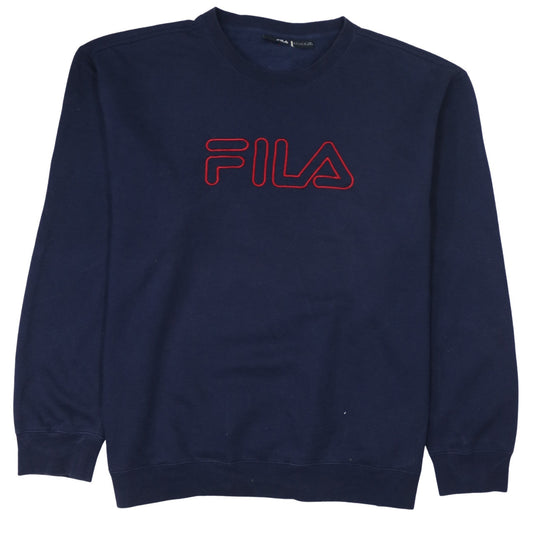 FILA Men's Blue Crew Neck Logo Sweatshirt Size L