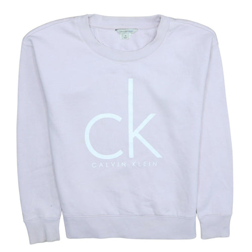Calvin Klein Jeans Womens Pale Pink Sweatshirt M Logo Crew Neck