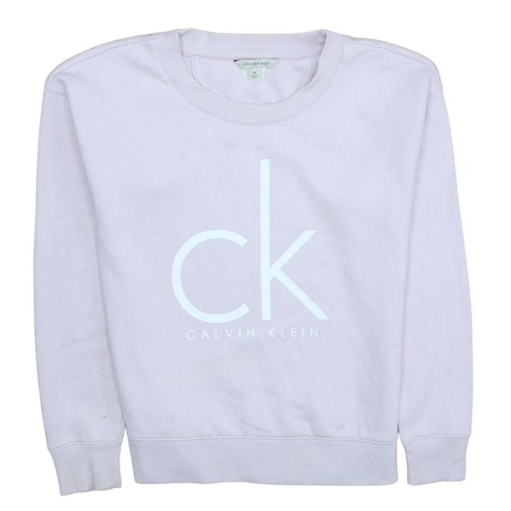 Calvin Klein Jeans Womens Pale Pink Sweatshirt M Logo Crew Neck