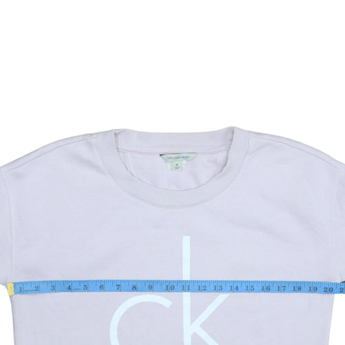 Calvin Klein Jeans Womens Pale Pink Sweatshirt M Logo Crew Neck