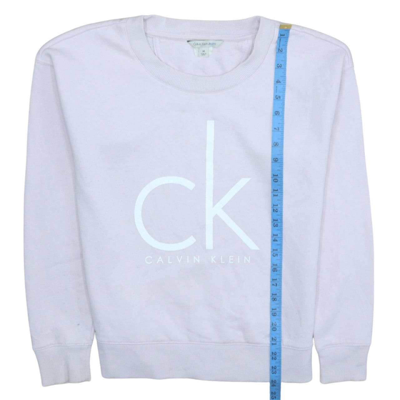 Calvin Klein Jeans Womens Pale Pink Sweatshirt M Logo Crew Neck