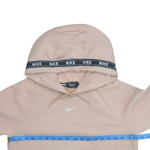 Nike Womens Beige Pullover Hoodie Small Cotton Blend Logo Hooded Sweatshirt