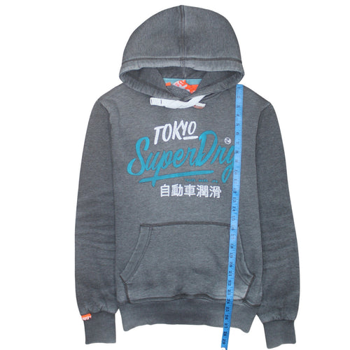 Superdry Men's Grey Pullover Hoodie M Graphic Logo Fleece Sweatshirt