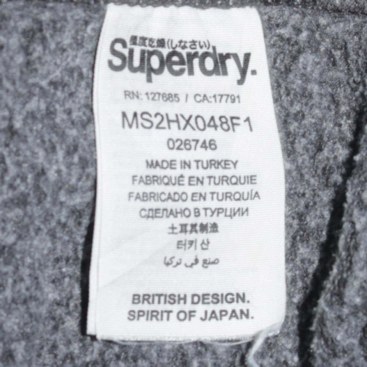 Superdry Men's Grey Pullover Hoodie M Graphic Logo Fleece Sweatshirt