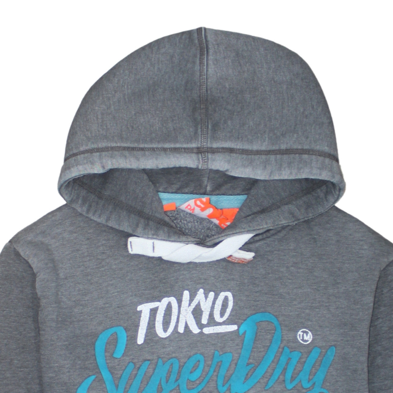 Superdry Men's Grey Pullover Hoodie M Graphic Logo Fleece Sweatshirt