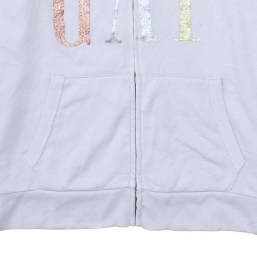 GAP Women Pink Full Zip Hoodie Medium Glitter Logo Cotton Blend