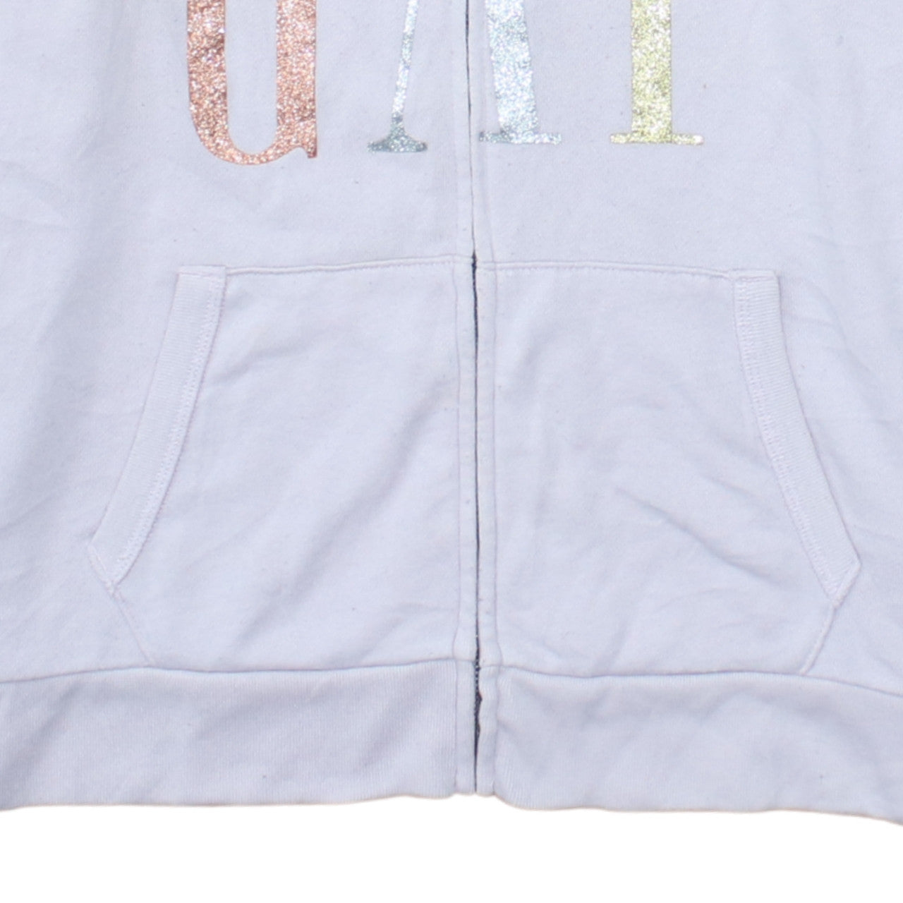GAP Women Pink Full Zip Hoodie Medium Glitter Logo Cotton Blend