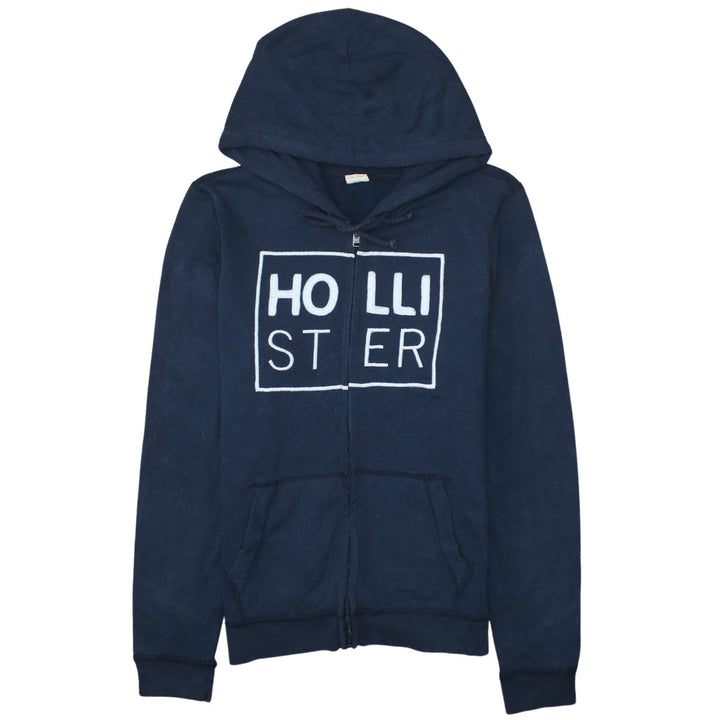 Hollister Men's Blue Full Zip Hoodie M Logo Fleece Sweatshirt
